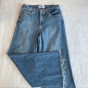 Paige high waisted wide leg cropped jeans, sz 24.